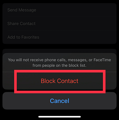 Block caller or number on iPhone Step 5 - Confirm that you want to block the caller