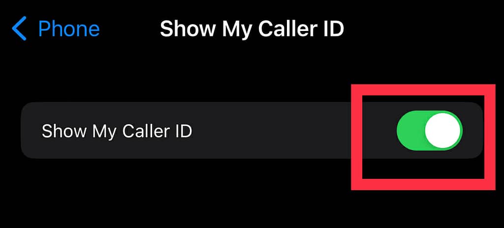 Hide Caller ID on iPhone Step 4 - Turn off Show my caller ID